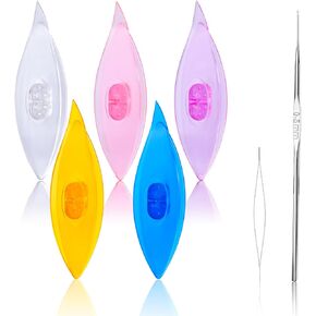 BUTUZE Tatting Shuttle Kit, 10 PCS Plastic Tatting Shuttle with Beading Needles Crochet Hooks Knitting Needles Big Eye Needles Tatting Needles for DIY Hand Lacemaking Craft Tool Weave Yarn Set