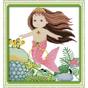 Howie's Needlepoint 14CT Pre-Printed Cross Stitch Kits,Embroidery Patterns Starter Kits,Needlepoint Kits - Christmas Cottage