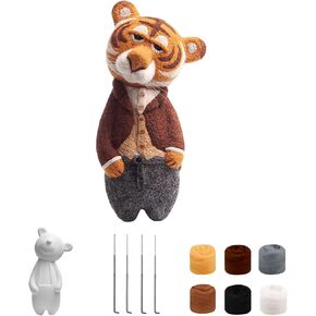 blusoey Felting Kit, Needle Felting Kit for Beginners, Animal Wool Felt, DIY Material Kit, Wool Felt Doll with DIY Instructions, DIY Craft Animal Decoration
