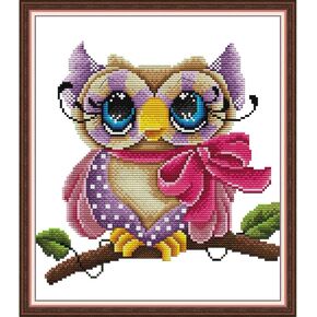 مجموعات غرز متقاطعة مختومة من CROSSDECOR، مجموعات تطريز متقاطعة للمبتدئين، أدوات تطريز للفنون والحرف اليدوية لهدايا ديكور الحائط المنزلي - بومة 31 × 31 سم in Kuwait