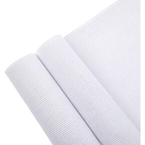 2 Pcs 14 Count Aida Cloth Big Size Cross Stitch Fabric White Buckram Mesh Embroidery Fabric Classic Reserve Cross Stitch Aida Cloth Cross Stitch Supplies for Home DIY Embroidery 19.7 x 19.7 Inch