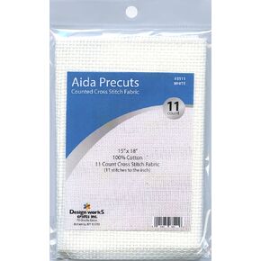 Design Works Crafts 11 Aida Fabric Pre-Cut for Counted Cross Stitch-White
