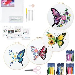Enkor Christmas Embroidery Kits for Adults Beginners, Christmas Cross Stitch Kits, Embroidery Kit Christmas Ornaments，Beginner Embroidery Kit Christmas Tree Stamped Embroidery Kit Christmas