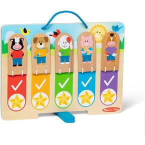 Melissa & Doug Wooden My Daily Day and Night Routines Chart for Boys and Girls 3+ - FSC Certified