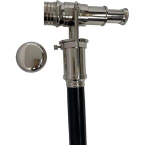 Nautical Wooden Walking Stick W/Brass Telescope Handle Collectible 38'' long Wood Cane