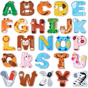 Magnetic Letters and Numbers Fridge Magnets, 26 Uppercase Letters 0-9 Numbers, Animal Alphabet Refrigerator Toy Set for Kids & Toddlers Preschool Learning, Great Gift for 2 3 4 5 Years Old