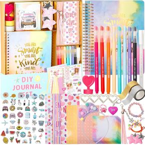 Girls DIY Diary 54 Pcs Girls Diary Set,Toys for Ages 8-13,DIY Stationery Set, Thin Stickers and Little Girls Daily Supplies Set, Gifts for Teen Girls Good Idea Choice