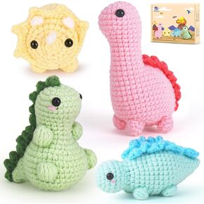 Crochet Kit for Beginners, Beginner Crochet Kit for Adults with Step-by-Step Video Tutorials, DIY Crochet Animal Kits Kids Knitting Supplies, 3 Pack Hamster Family(40%+ Yarn)