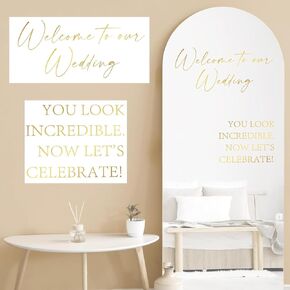 2 Pcs Welcome to Our Wedding Mirror Decal Vinyl Mirror Lettering Decal Sticker Removable Letters Wedding Decals for Mirrors Glass Window Sign Marriage Decoration