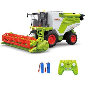 RC Farm Tractor Toy for Kids, 2.4G Remote Control Combine Harvester Truck with Sounds, Lights & Spray, 1:24 High Simulation Toddlers Vehicle Toys, Christmas Birthday Gift for Boys Girls 3-8