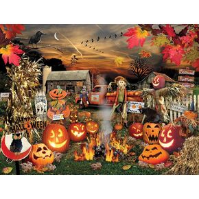 White Mountain Jack O Lanterns Halloween Puzzles 1000 Pieces Pumpkin Puzzle for Fall and Autumn