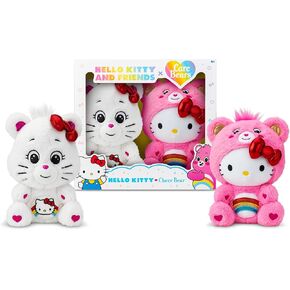 Care Bears Hello Kitty Loves Cheer Bear 10" Collectible Plush 2-Pack - Soft, Huggable Material!