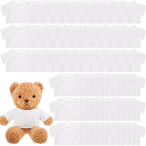 72 Pcs Sublimation 14-18 Inch Stuffed Bear Shirt Bulk Cute Tiny Blank Stuffed Animal T Shirts Plush Doll Clothes Accessory Make Your Own Stuffed Bear Outfit White