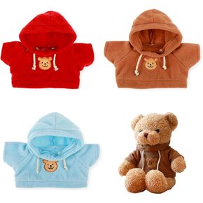 3 Pcs Build a Bear Clothes, Stuffed Animal Clothes Bear Hoodie Sweater Cute Tiny Clothes Fit Most 12-16 Inch Bears Make Your Own Plush Bears Outfits Accessories (red, blue, brown)