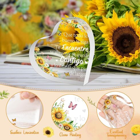 هدايا عيد ميلاد الأب الإسباني من Yopyame - لوحة أكريليك على شكل قلب من Regalos para Papá لديكور مكتب المكتب، هدايا تذكارية لأثقال الورق للأب باللغة الإسبانية، هدايا عيد الأب للأب من ابنته in Kuwait