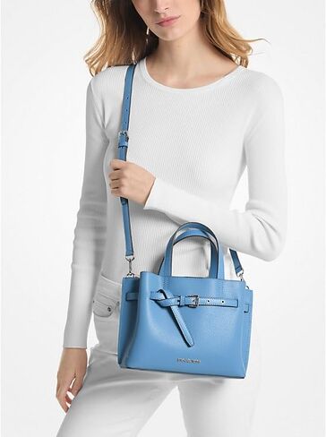 Michael Kors Emilia Small Pebbled Leather Satchel (Vista Blue) in Kuwait
