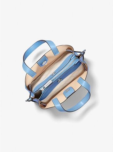 Michael Kors Emilia Small Pebbled Leather Satchel (Vista Blue) in Kuwait