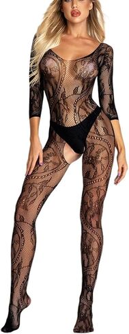 Womens One Piece Fishnet Bodysuit Lingerie Mesh Bodystocking Nightwear Jumpsuit Underwear in Saudi Arabia