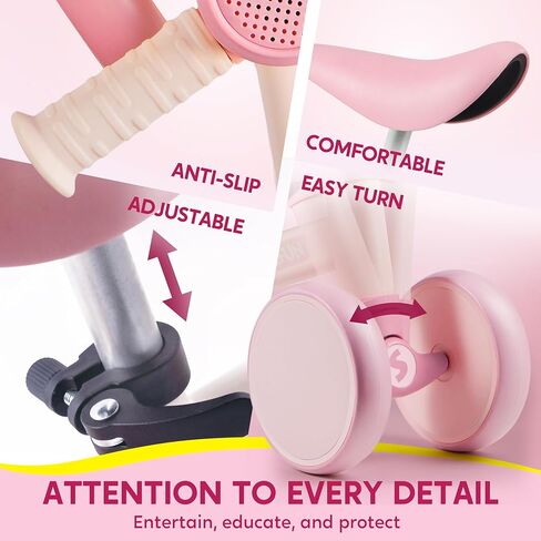 SYNCFUN LED Baby Balance Bike with Music for 1 2 Year Old Boys Girls, Balance Bike with Lights & Sounds, Educational Toys for 1 Year Old, 4 Wheels Balance Bike Toddler Toys in Kuwait