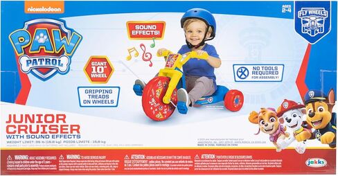 Paw Patrol Ride-On 10" Fly Wheel Junior Cruiser Tricycle with Sounds -Toddler Bike Trike, Ages 2-4 in Saudi Arabia