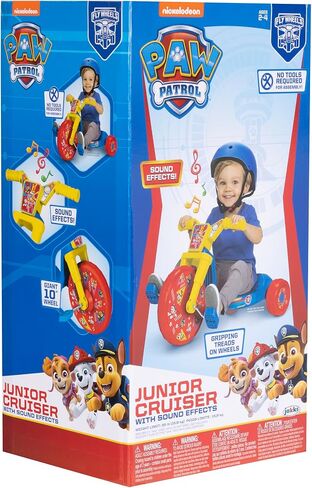 Paw Patrol Ride-On 10" Fly Wheel Junior Cruiser Tricycle with Sounds -Toddler Bike Trike, Ages 2-4 in Saudi Arabia