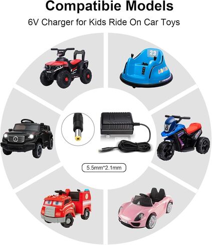 شاحن 6 فولت للأطفال ركوب على ألعاب السيارات شاحن بطارية عالمي 6 فولت لسيارة Flybar الوفير Kidzone Kid Trax طفل صغير رباعي الركوب ملحقات شاحن البطارية الكهربائية in Kuwait