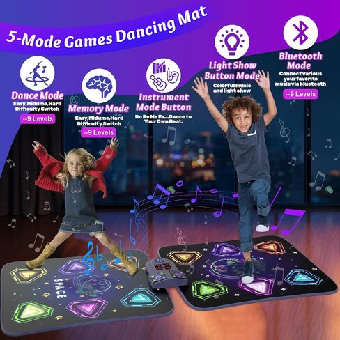 Dance Mat Toys for 3-12 Year Old Girls Boys,Dance Mat for Kids with Light Up 12-Buttons, Music Dance Toy for Toddler with 5 Modes & Bluetooth,Birthday Xmas Gifts for 3 4 5 6 7 8 9 10+ Year Old Kids in Saudi Arabia