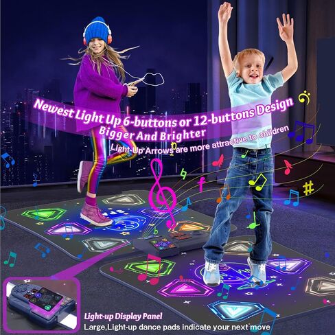 Dance Mat Toys for 3-12 Year Old Girls Boys,Dance Mat for Kids with Light Up 12-Buttons, Music Dance Toy for Toddler with 5 Modes & Bluetooth,Birthday Xmas Gifts for 3 4 5 6 7 8 9 10+ Year Old Kids in Saudi Arabia