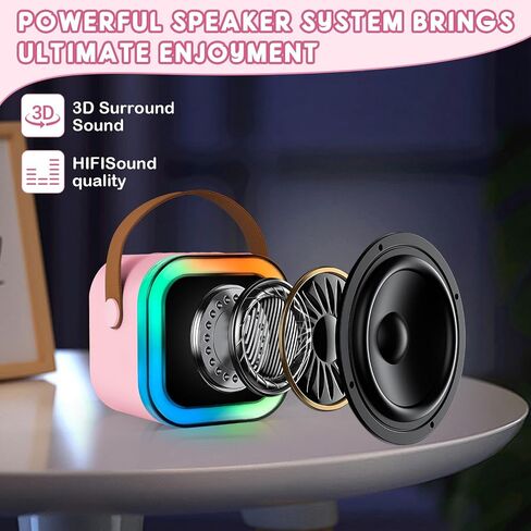 Mini Karaoke Machine,Portable Karaoke Machine with 2 Wireless Microphones,4-12 Years Old Girls Birthday Gift for Childrens,Home Party(Pink) in Saudi Arabia