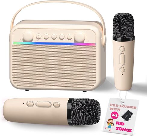 Karaoke Machine for Kids Portable Bluetooth Speaker with 2 Wireless Microphone 24 Pre-Loaded Nursery Rhymes Robot Kids Christmas Birthday Gifts for Girls Boys Ages 2,3,4,5,6,7,8,9,10,11,12 +Year Old in Saudi Arabia