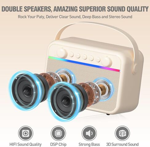 Karaoke Machine for Kids Portable Bluetooth Speaker with 2 Wireless Microphone 24 Pre-Loaded Nursery Rhymes Robot Kids Christmas Birthday Gifts for Girls Boys Ages 2,3,4,5,6,7,8,9,10,11,12 +Year Old in Saudi Arabia