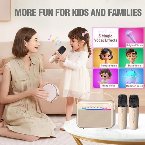 Karaoke Machine for Kids Portable Bluetooth Speaker with 2 Wireless Microphone 24 Pre-Loaded Nursery Rhymes Robot Kids Christmas Birthday Gifts for Girls Boys Ages 2,3,4,5,6,7,8,9,10,11,12 +Year Old in Saudi Arabia