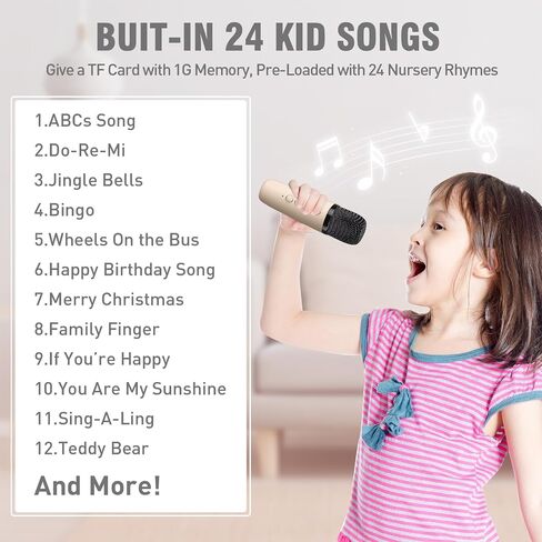 Karaoke Machine for Kids Portable Bluetooth Speaker with 2 Wireless Microphone 24 Pre-Loaded Nursery Rhymes Robot Kids Christmas Birthday Gifts for Girls Boys Ages 2,3,4,5,6,7,8,9,10,11,12 +Year Old in Saudi Arabia