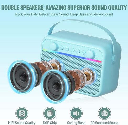 Karaoke Machine for Kids Portable Bluetooth Speaker with 2 Wireless Microphone 24 Pre-Loaded Nursery Rhymes Robot Kids Christmas Birthday Gifts for Girls Boys Ages 2,3,4,5,6,7,8,9,10,11,12 +Year Old in Saudi Arabia