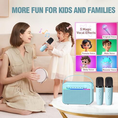 Karaoke Machine for Kids Portable Bluetooth Speaker with 2 Wireless Microphone 24 Pre-Loaded Nursery Rhymes Robot Kids Christmas Birthday Gifts for Girls Boys Ages 2,3,4,5,6,7,8,9,10,11,12 +Year Old in Saudi Arabia