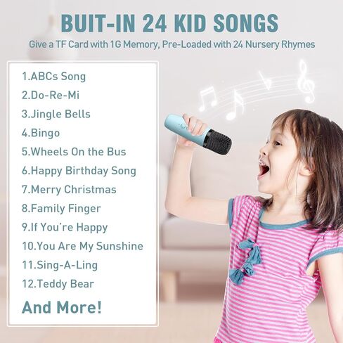 Karaoke Machine for Kids Portable Bluetooth Speaker with 2 Wireless Microphone 24 Pre-Loaded Nursery Rhymes Robot Kids Christmas Birthday Gifts for Girls Boys Ages 2,3,4,5,6,7,8,9,10,11,12 +Year Old in Saudi Arabia