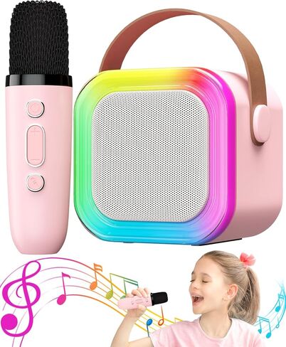 Karaoke Machine for Kids Microphone Gifts for Teen Girls Toys Age 6-8 for Kids 4 5 7 9 6 8 10 Year Old Christmas Birthday Gift Ideas (Pink) in Saudi Arabia