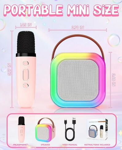 Karaoke Machine for Kids Microphone Gifts for Teen Girls Toys Age 6-8 for Kids 4 5 7 9 6 8 10 Year Old Christmas Birthday Gift Ideas (Pink) in Saudi Arabia