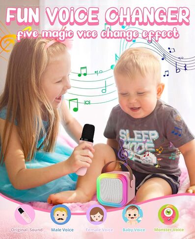 Karaoke Machine for Kids Microphone Gifts for Teen Girls Toys Age 6-8 for Kids 4 5 7 9 6 8 10 Year Old Christmas Birthday Gift Ideas (Pink) in Saudi Arabia