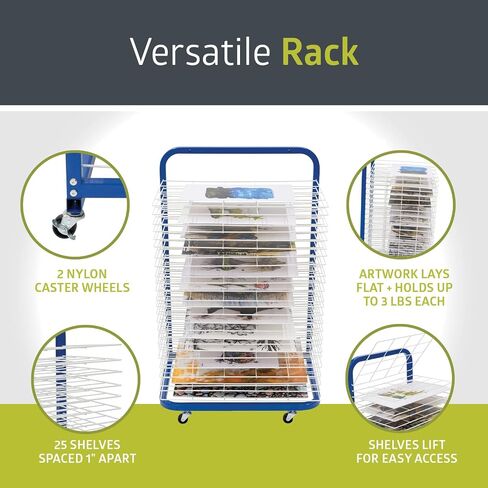 Pearington Tabletop or Wall Mount 15-Shelf Art Drying Rack, Heavy-Duty Steel Space-Saving Art Rack for Classrooms and Art Studios, Blue in Saudi Arabia