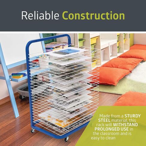 Pearington Tabletop or Wall Mount 15-Shelf Art Drying Rack, Heavy-Duty Steel Space-Saving Art Rack for Classrooms and Art Studios, Blue in Saudi Arabia