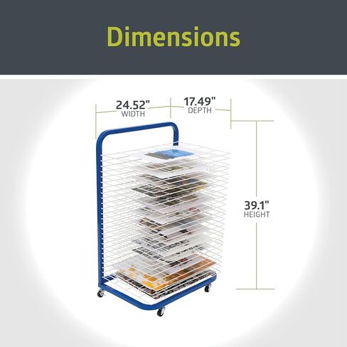 Pearington Tabletop or Wall Mount 15-Shelf Art Drying Rack, Heavy-Duty Steel Space-Saving Art Rack for Classrooms and Art Studios, Blue in Saudi Arabia