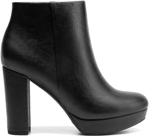 DREAM PAIRS Women's Stomp High Heel Ankle Boots | platform ankle boots classic round toe design non-slip outsole inside zipper for Easy On and Off in Saudi Arabia