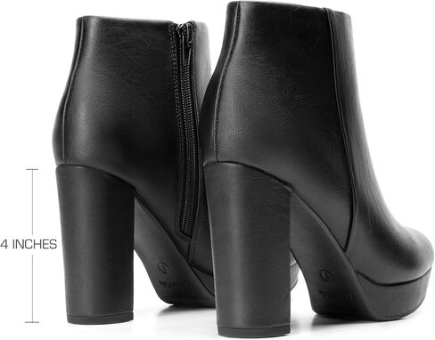 DREAM PAIRS Women's Stomp High Heel Ankle Boots | platform ankle boots classic round toe design non-slip outsole inside zipper for Easy On and Off in Saudi Arabia