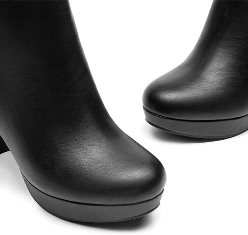 DREAM PAIRS Women's Stomp High Heel Ankle Boots | platform ankle boots classic round toe design non-slip outsole inside zipper for Easy On and Off in Saudi Arabia