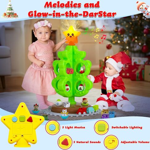 My First Christmas Tree for Toddlers, Montessori Christmas Decoration Toy with Ornaments, Mini Train Set, Roly Poly Toys, Finger Puppets, Birthday Xmas Gifts for Little Kids Boys and Girls Ages 1.5+ in Saudi Arabia