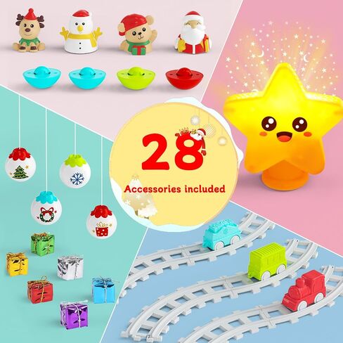 My First Christmas Tree for Toddlers, Montessori Christmas Decoration Toy with Ornaments, Mini Train Set, Roly Poly Toys, Finger Puppets, Birthday Xmas Gifts for Little Kids Boys and Girls Ages 1.5+ in Saudi Arabia