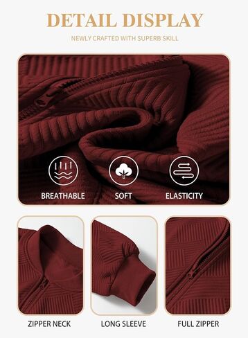 سترات Eytino النسائية بمقاس كبير وأكمام طويلة وسحاب كامل كاجوال خفيفة الوزن للخريف (1X-5X) in Kuwait