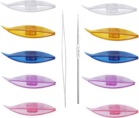 BUTUZE Tatting Shuttle Kit, 10 PCS Plastic Tatting Shuttle with Beading Needles Crochet Hooks Knitting Needles Big Eye Needles Tatting Needles for DIY Hand Lacemaking Craft Tool Weave Yarn Set in Saudi Arabia