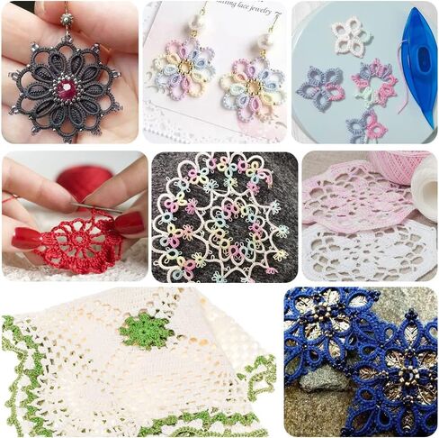 BUTUZE Tatting Shuttle Kit, 10 PCS Plastic Tatting Shuttle with Beading Needles Crochet Hooks Knitting Needles Big Eye Needles Tatting Needles for DIY Hand Lacemaking Craft Tool Weave Yarn Set in Saudi Arabia